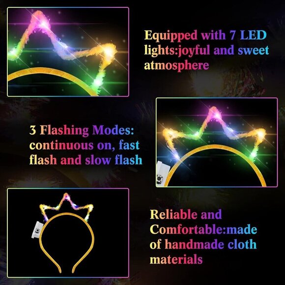 Light Up Crown Headband LED Glow Hair Accessory for Parties & Celebrations